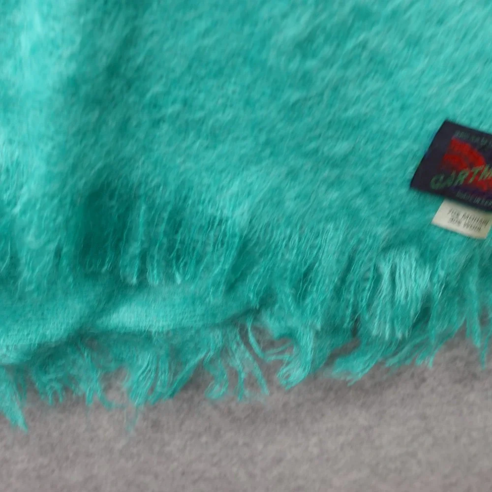 Vintage Wool Mohair Shawl Wrap Womens Blue Throw Blanket Scottish GARTMORN 28x70